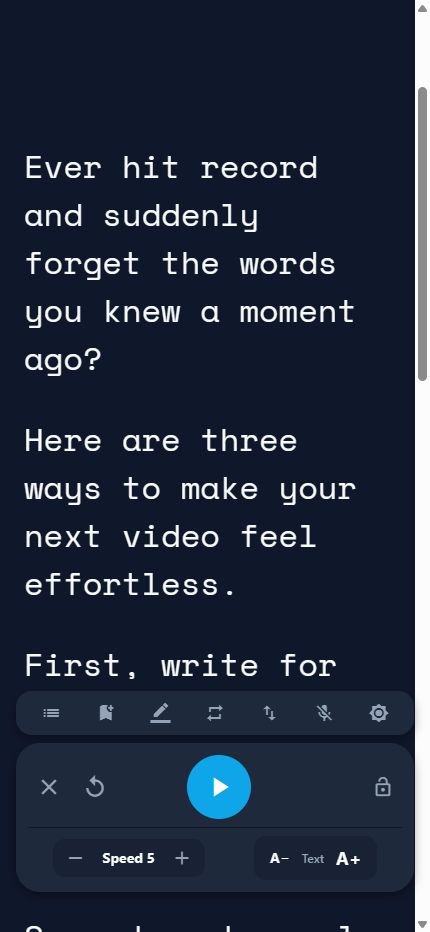 FlowPrompt teleprompter reader displaying a creator script
